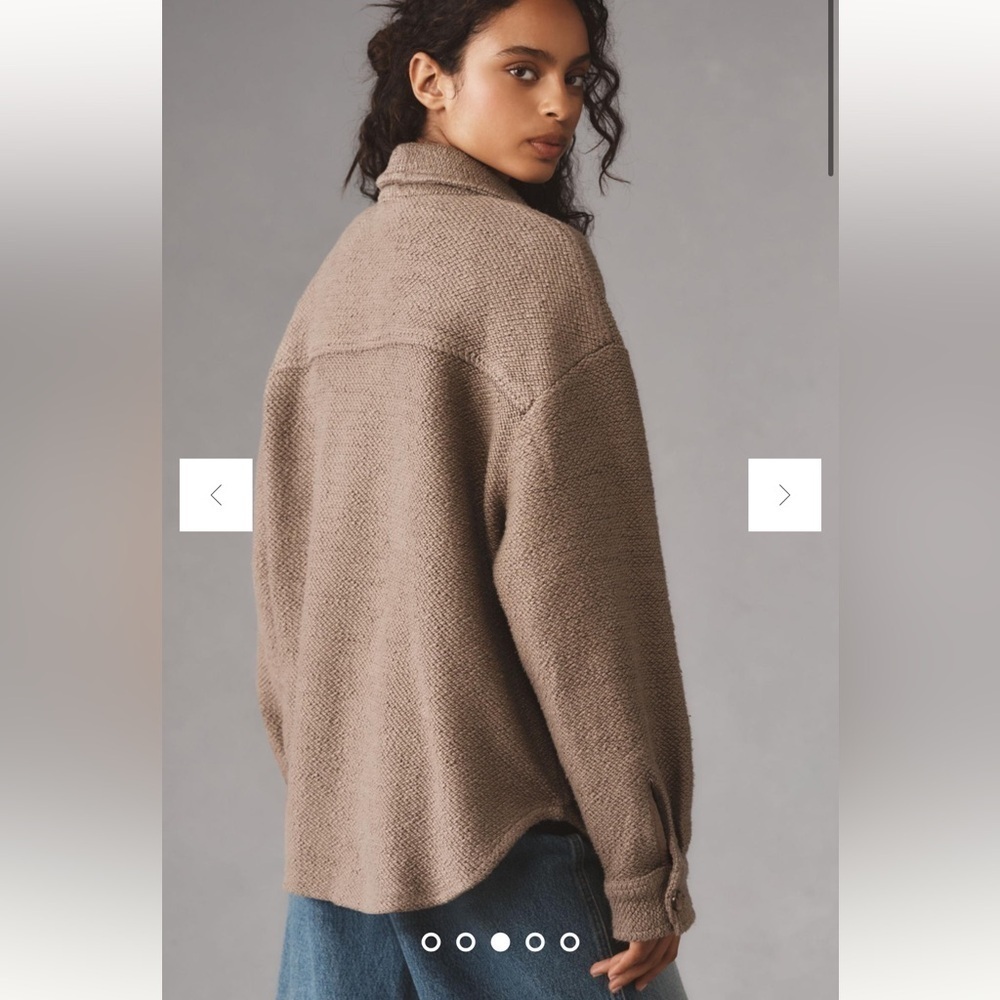 Anthropologie Knit Shacket Soft Brown Oversized Long Sleeve Button Down Size XS - Picture 13 of 13